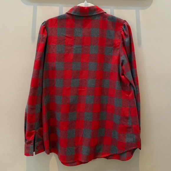 Tuckernuck Buffalo Check Flannel Puff Sleeve Shirt - Picture 4 of 4